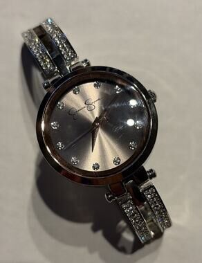 Jessica Simpson Watch Women Silver Tone Crystal Tested And Working Fashion